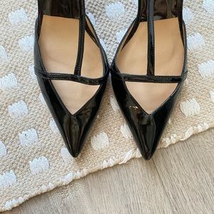 Zara Shoes | Zara T strap black pumps with toe cleavage.